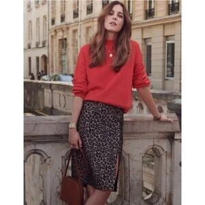 Sézane Maude Leopard Print Pencil Skirt Size 34 US 2